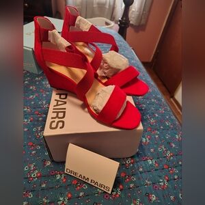 Dream Pairs Women's Bold Red Wedge Sandals